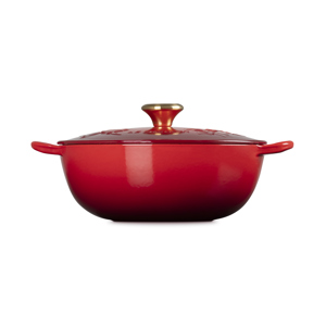 Le Creuset Cast Iron Cerise Holly Relief Soup Pot 26cm